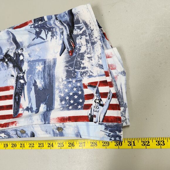 Vtg Red Head Mens Patriotic Airplane Print Shirt Size M Short Sleeve Button. USA - Picture 8 of 10